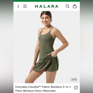 NWT Halara Everyday Cloudfull Backless 2 in 1 Flare Workout Dress